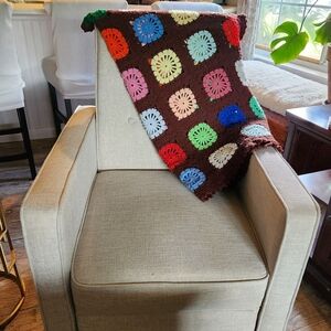 Granny Square Afghan Homemade Crochet Blanket Roseanne Style 36"×42"